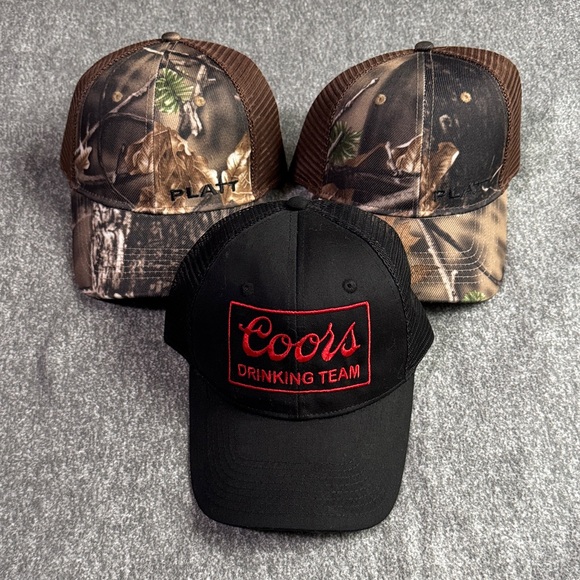 Coors light Trucker Mesh Hat & Camo Platt Trucker Mesh Hat Snap Back Bundle New - Picture 2 of 5